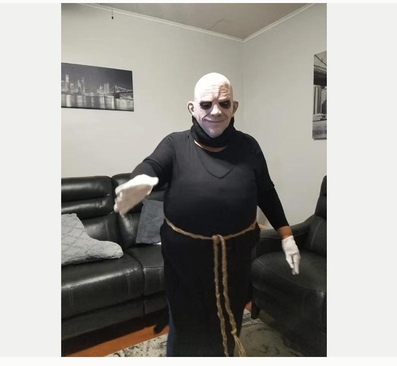 Masque intégral en latex de la famille Addams Uncle Lester, Envoi, Neuf