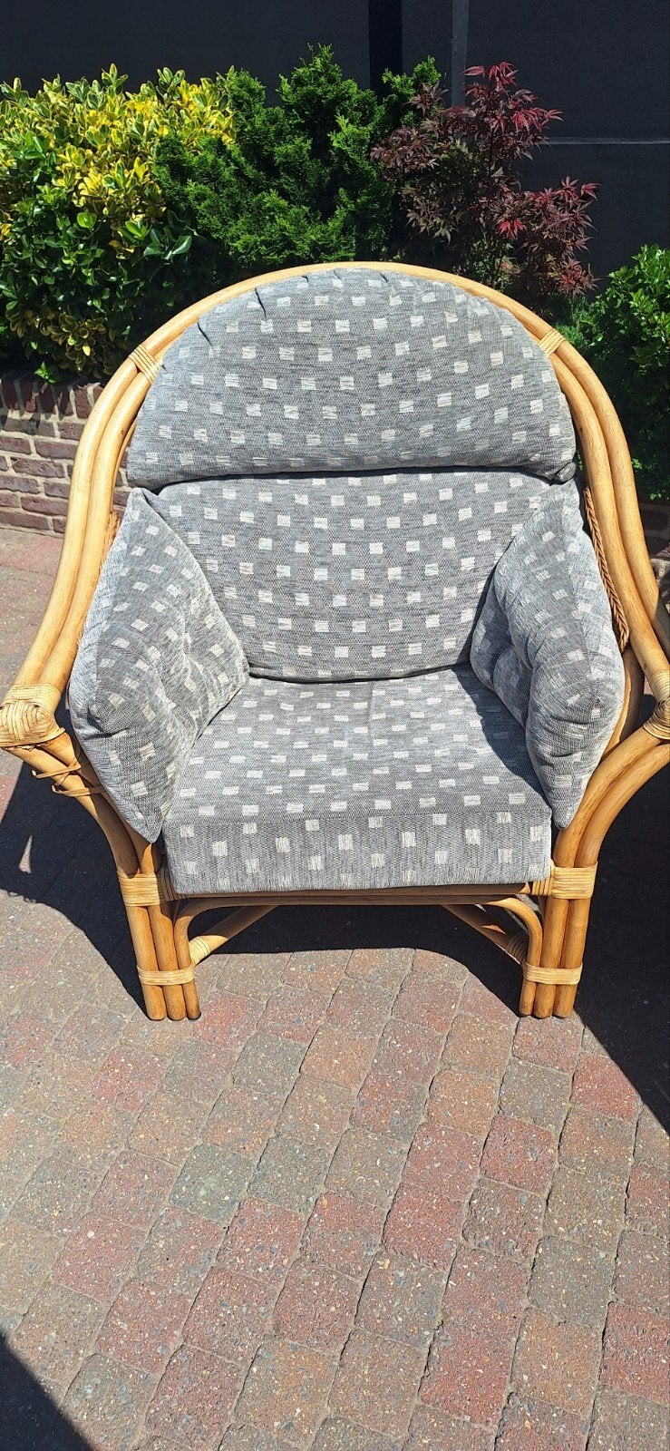 Vintage rotan bamboe loungestoel 4 stuks te koop, Ophalen, Gebruikt, Rotan