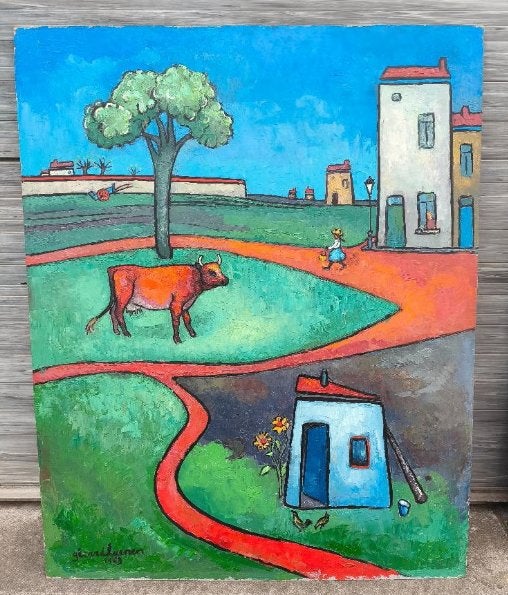 Huile sur panneau signe Gérard laenen, Antiquités & Art, Enlèvement ou Envoi, Panneau