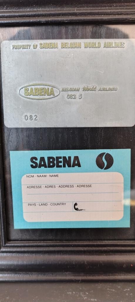 Sabena -  metalen Ticket validator IATA vliegtuigtickets, Ophalen of Verzenden, Gebruikt, Overige typen