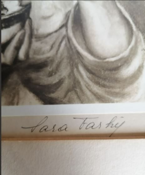 vintage litho Sara Farhi signeerd 1954, Ophalen, Portret en Figuren, Lithografie, Gesigneerd