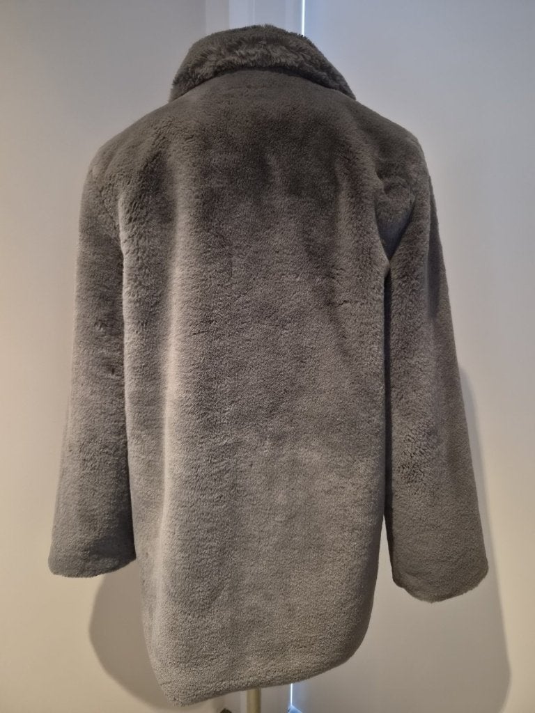 Jas van imitatiebont grijs met revers, maat 38 (M), Kleding | Dames, Maat 38/40 (M), Designed in Paris, Ophalen of Verzenden, Zo goed als nieuw