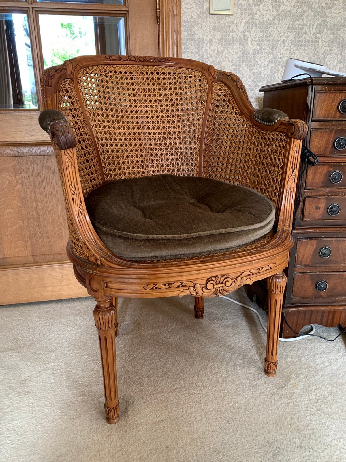 Fauteuil de bureau canné style Louis XVI – Excellent état, Louis XVI, Moins de 75 cm, Comme neuf, Enlèvement