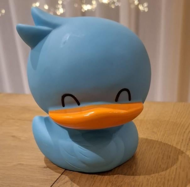 Vrolijke grote blauwe mooie badeend, Ophalen of Verzenden, Gebruikt