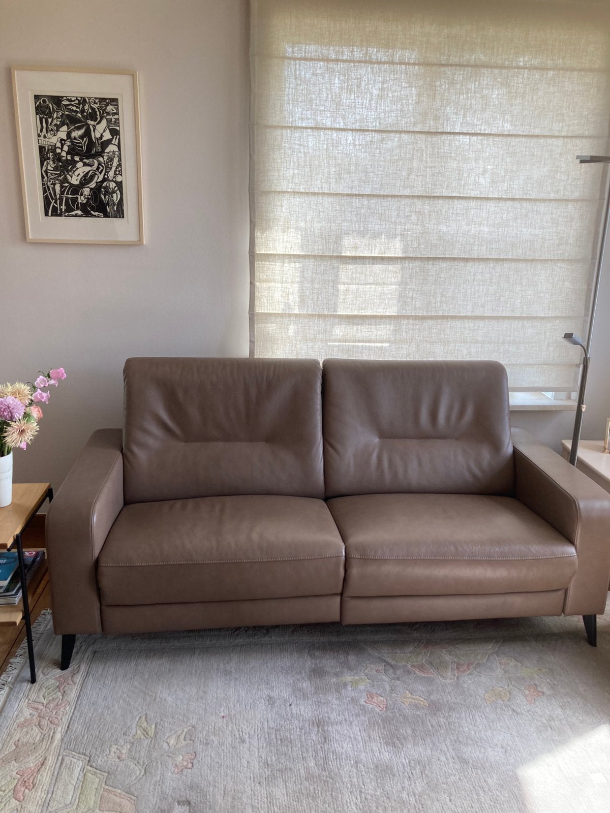 3 zits canapé met 2 elektrische relaxen, afm 204x98x98, Huis en Inrichting, Ophalen, Driepersoons, Leer, Zo goed als nieuw