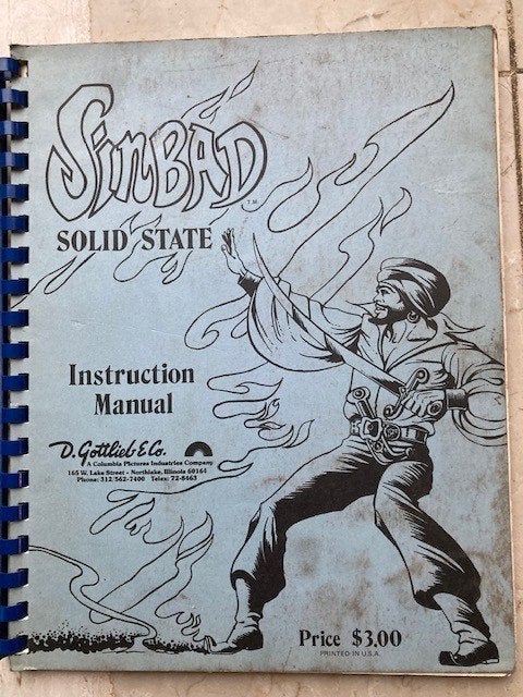 GOTTLIEB SINBAD SOLID STATE INSTRUCTION MANUAL, Collections, Machines | Flipper (jeu), Enlèvement ou Envoi, Flipper (jeu), Électronique