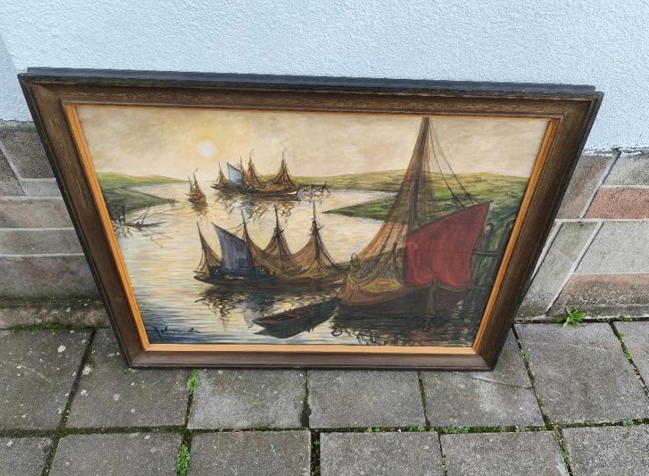 Aquarelle marine signe Théo idserda, Antiek en Kunst, Ophalen, Aquarel