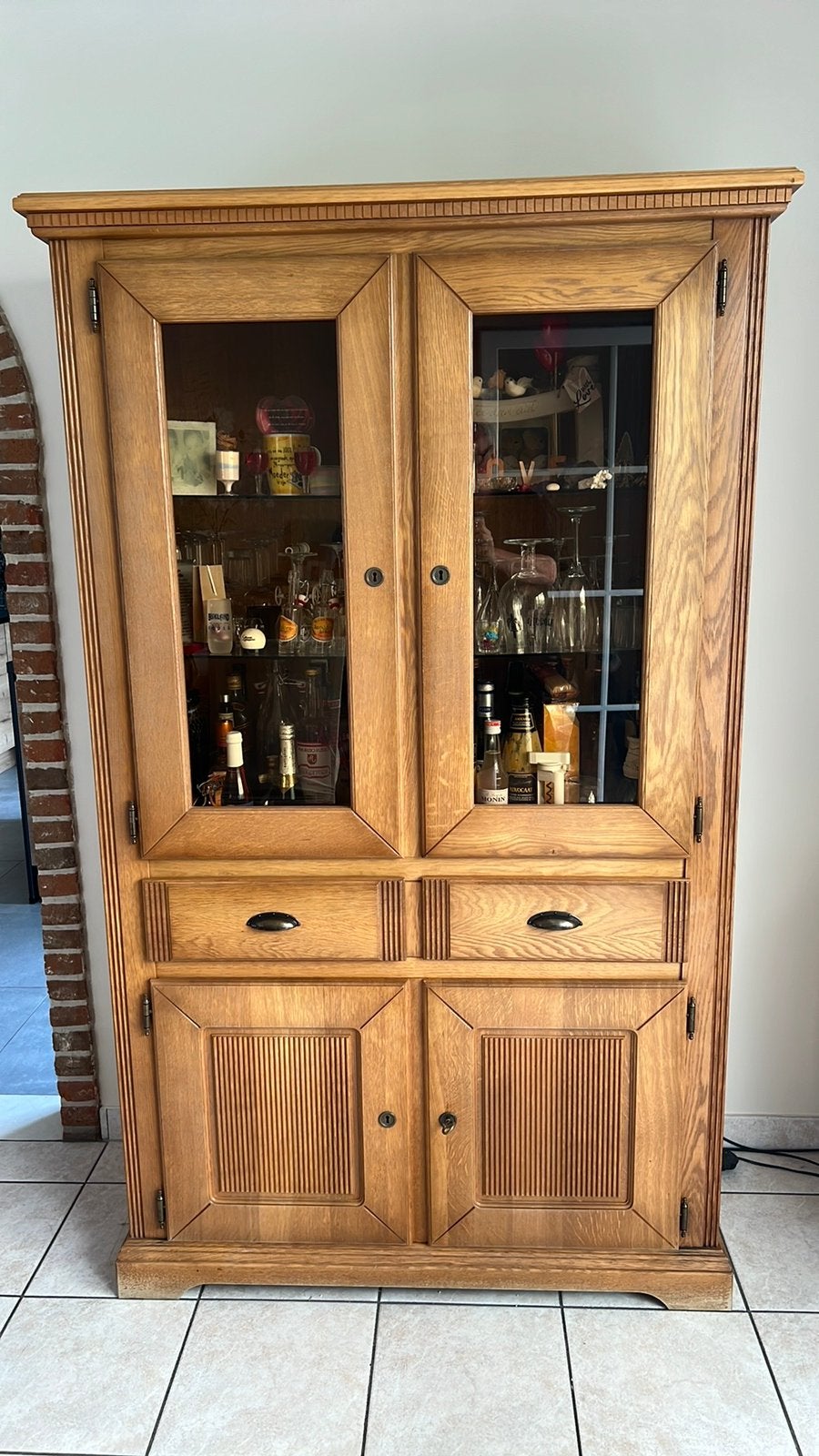 Volledig eiken eetkamer, Ophalen, Gebruikt, Landelijk, 4 tot 6 stoelen