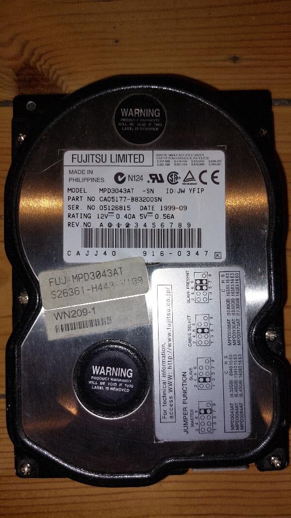 HDD 3.5 FUJITSU 4.3 GB IDE - MPD3043AT, Informatique & Logiciels, HDD, Interne, Enlèvement, Utilisé