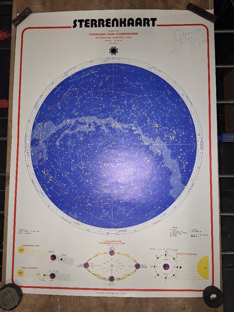Armand Pien gesigneerde sterrenkaart, 1980 à nos jours, Gravure, Utilisé, Enlèvement
