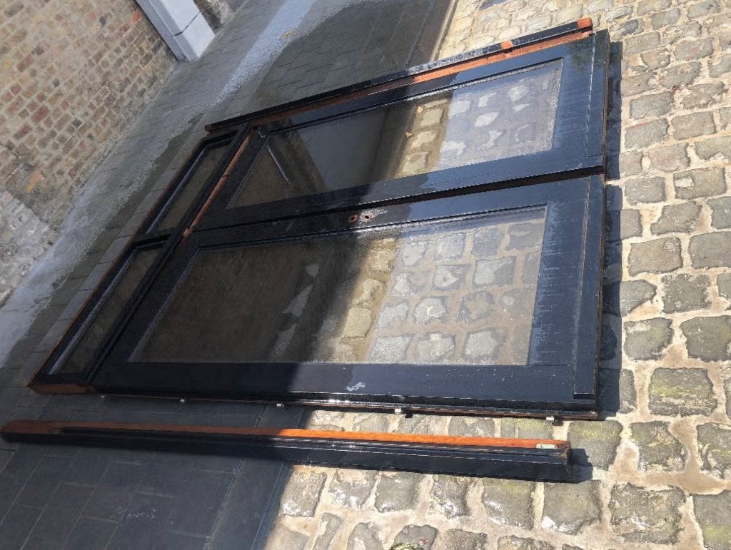 Porte double Meranti avec lucarne., Bricolage & Construction, Enlèvement, Verre