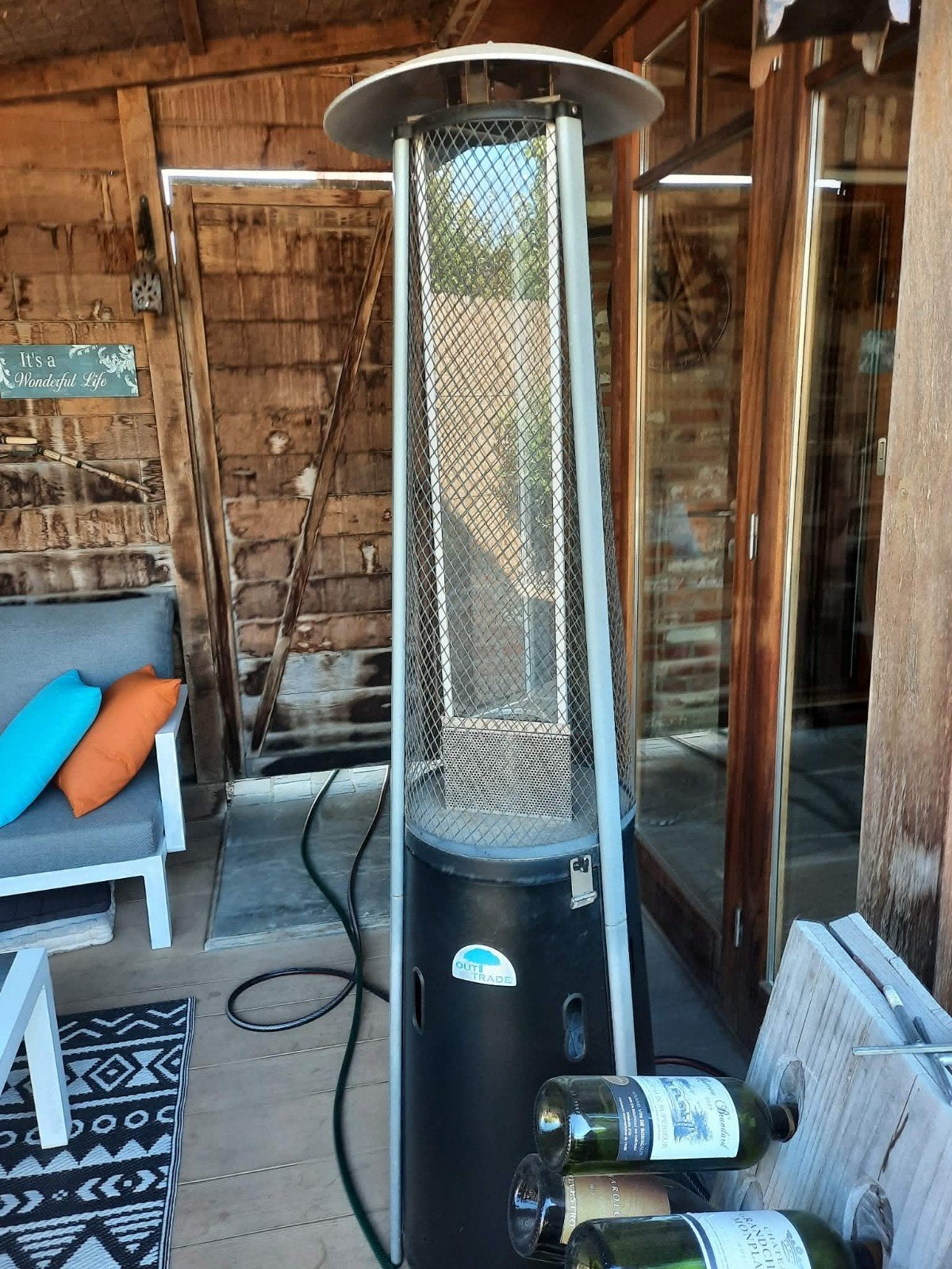 grote terrasverwarmer met grote vlam incl gasfles., Tuin en Terras, Terrasverwarmers, Ophalen, Zo goed als nieuw, Gas, Vloer