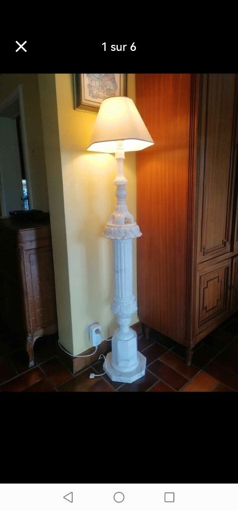 Lampadaire colonne vintage en albatre, Maison & Meubles, Lampes | Lampadaires, Enlèvement, Comme neuf, Vintage, 150 à 200 cm