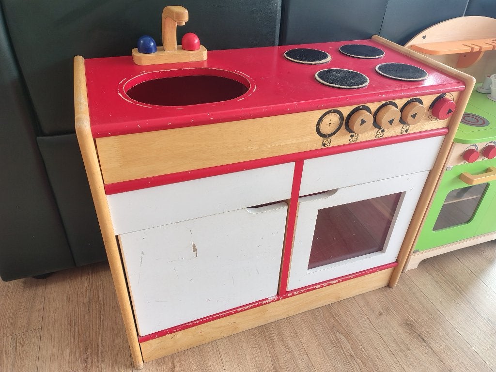 Cuisine de jeu avec accessoires - super solide en bois, Enlèvement, Utilisé, Bois, Jouer à la cuisine