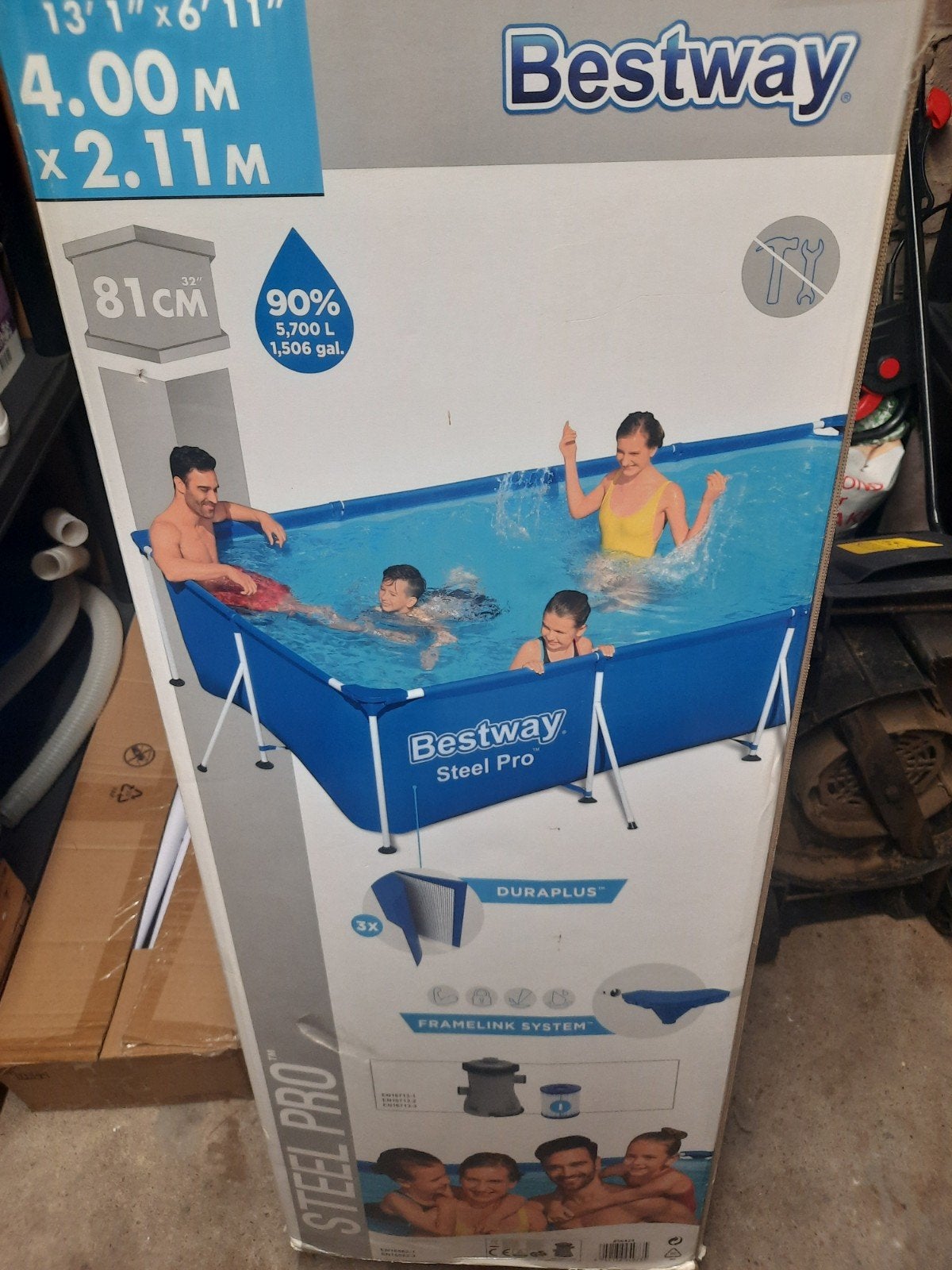 Zwembad Bestway steel pro rechthoekig, Ophalen, Gebruikt, 200 tot 300 cm, 80 tot 120 cm