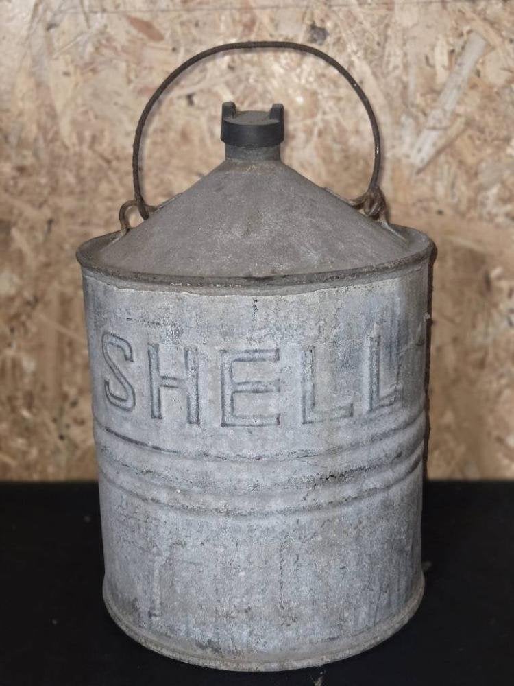Ancien Bidon d'Huile SHELL en Tôle, Collections, Enlèvement, Utilisé, Autres types
