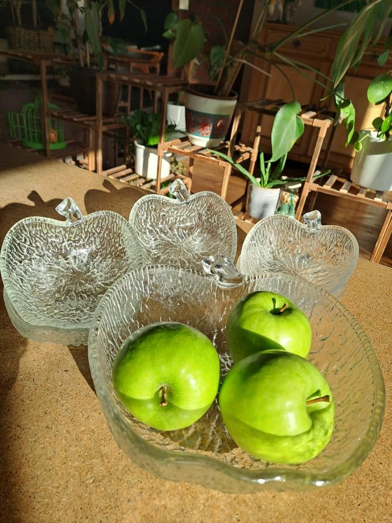 Set vintage glazen appels (1 + 6) - geperst glas, Enlèvement
