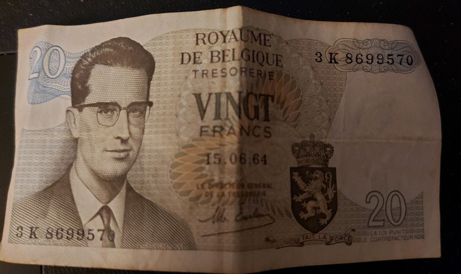 3 briefjes 20 frank belgie, Postzegels en Munten, Ophalen of Verzenden, Bankbiljetten