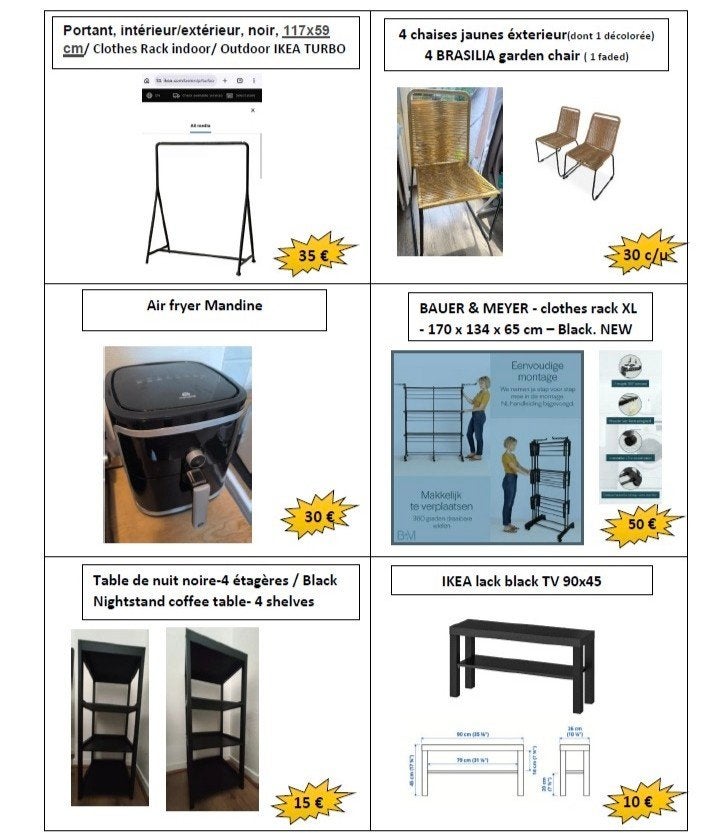 Several objects : table, chairs, airfryer, clothes rack, com, Maison & Meubles, Tables | Tables d'appoint, Enlèvement