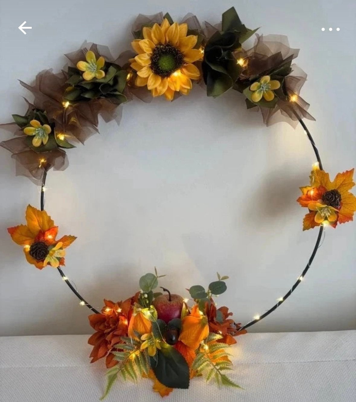 Herst krans met lichtjes op gietijzeren cirkel, Enlèvement ou Envoi, Métal, Couronne, Neuf