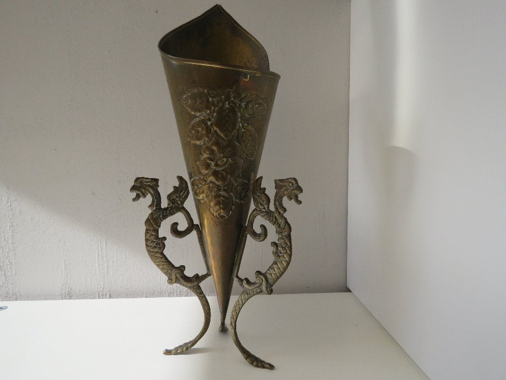 Beau vase en bronze en laiton, jambes de dragon, France 1920, Antiquités & Art, Enlèvement ou Envoi