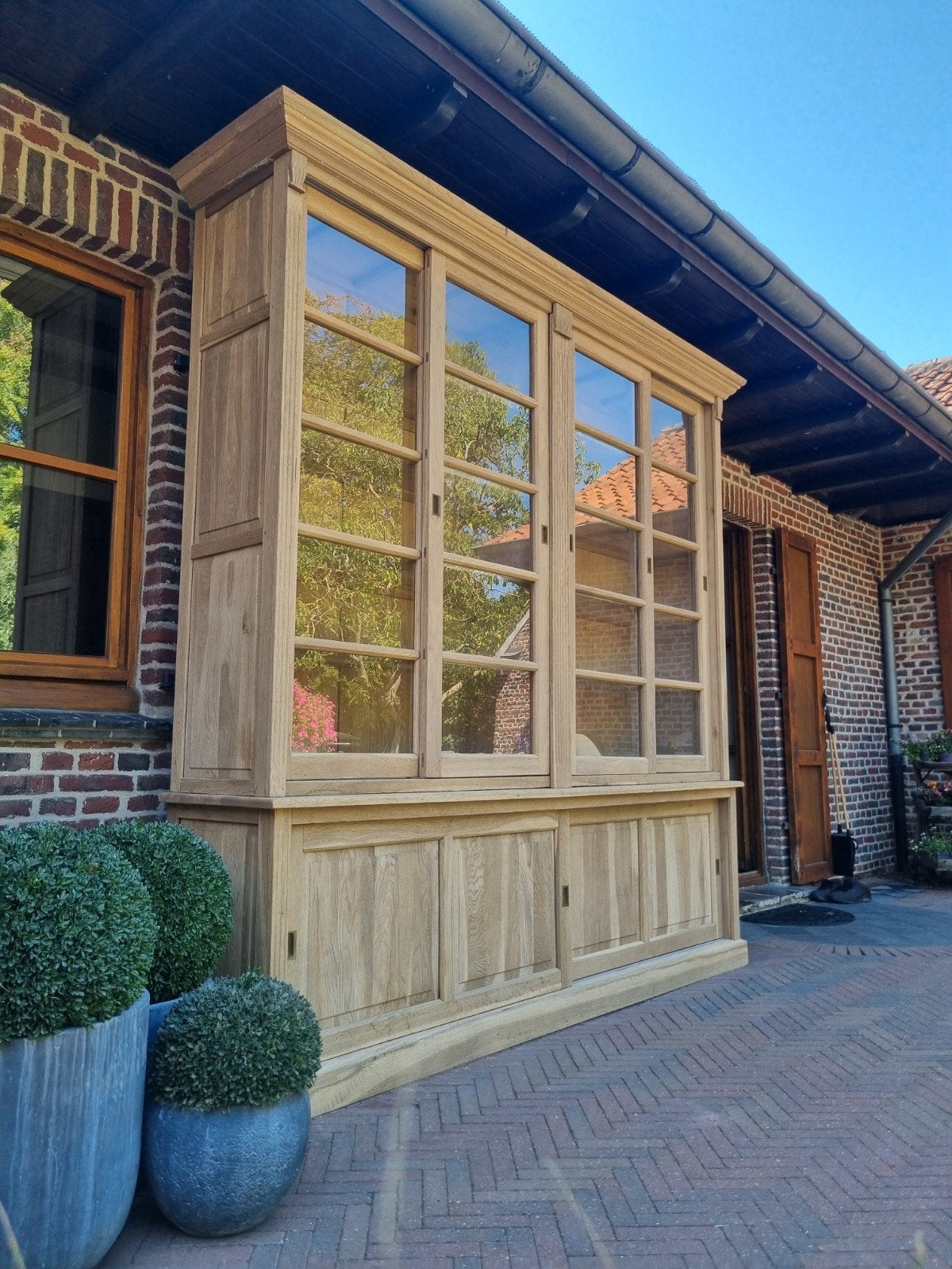 Eiken buffetkast/vitrinekast art, Huis en Inrichting, Ophalen, Gebruikt, Flamant, Landelijk