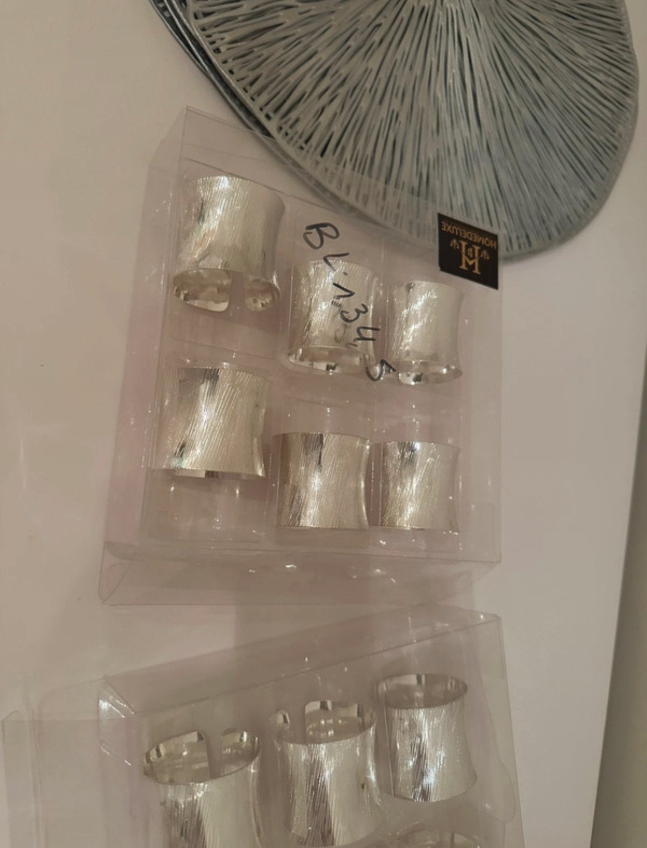 Lot de 12 ronds de serviette couleur argent, Enlèvement, Comme neuf