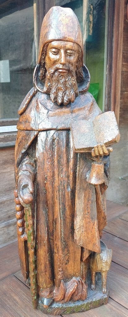 Sint Antonius Abt, 15e eeuw, Verzenden, Hout, Beeld
