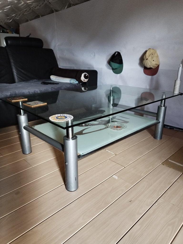 Salontafel in glas, Huis en Inrichting, Ophalen, Gebruikt, 100 tot 150 cm, Glas