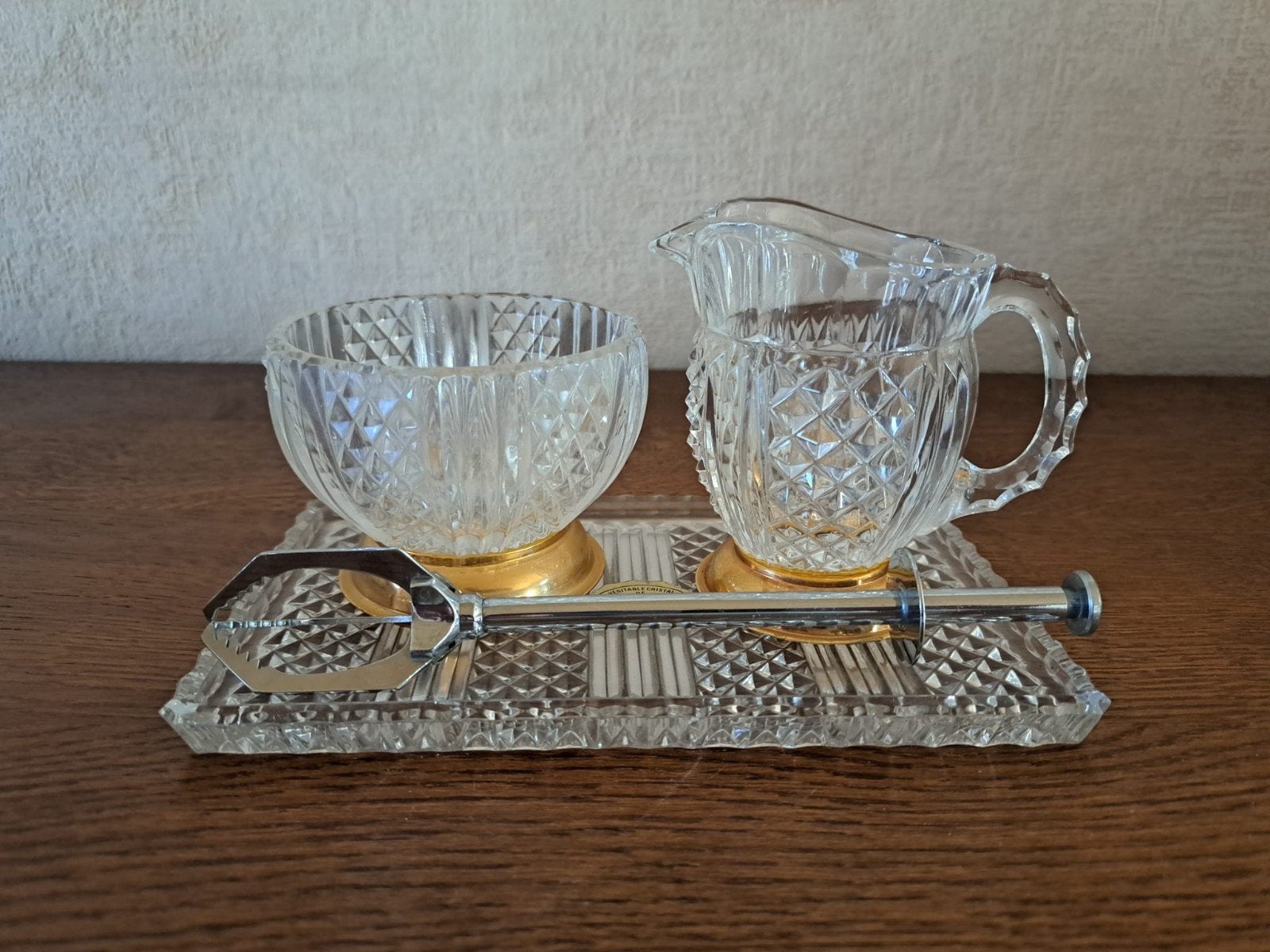 Vintage kristallen suiker en melkstel, Ophalen