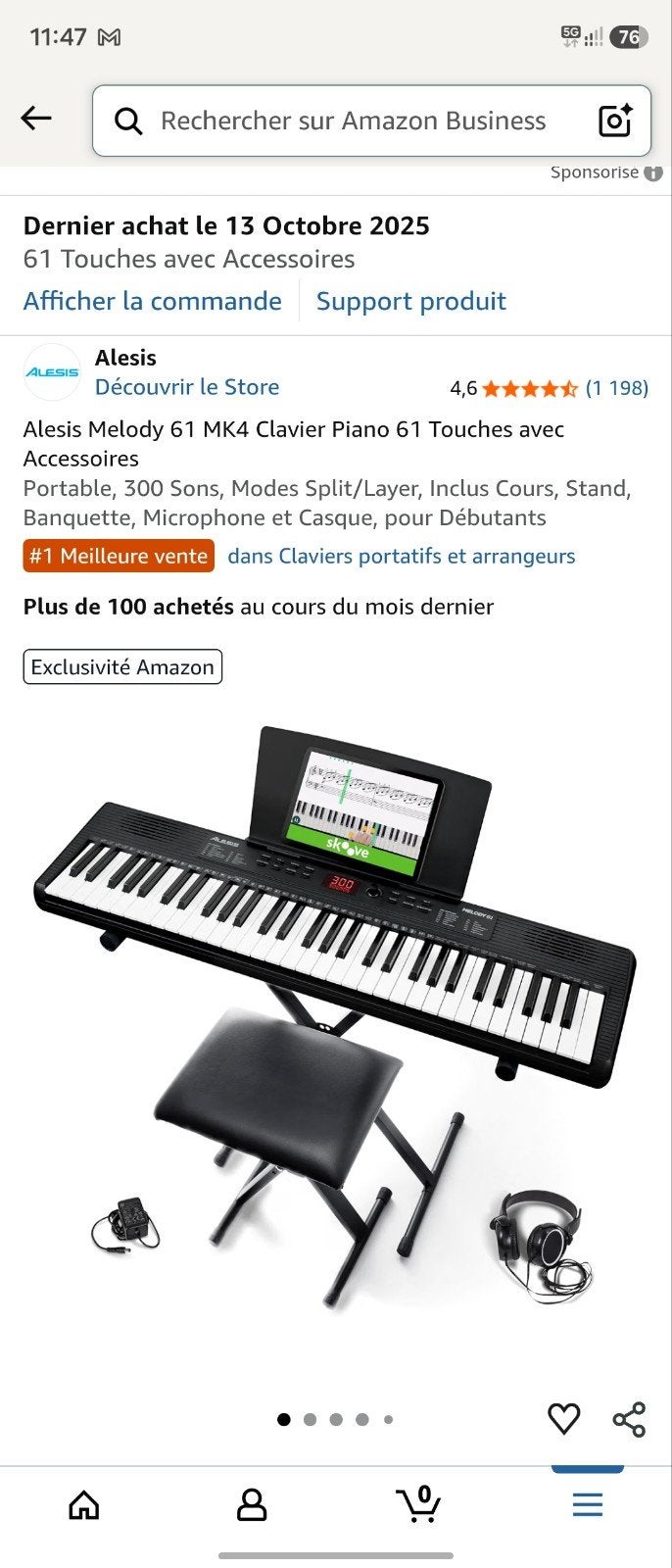 piano et tabouret Alessis, Muziek en Instrumenten, Keyboards, Ophalen, 61 toetsen