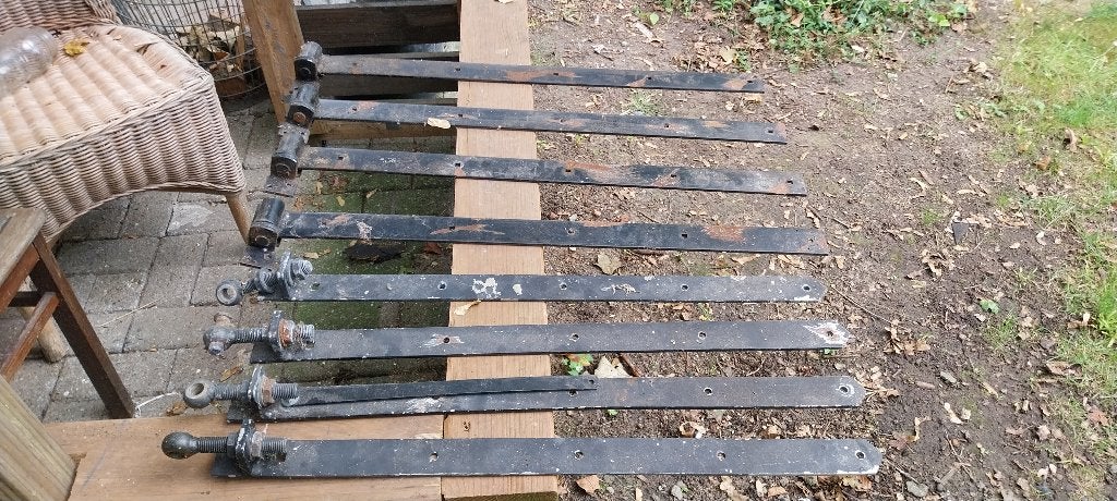 Scharnieren tuinpoort heavy duty 70cm, Ophalen, Gebruikt, IJzer, Draaipoort