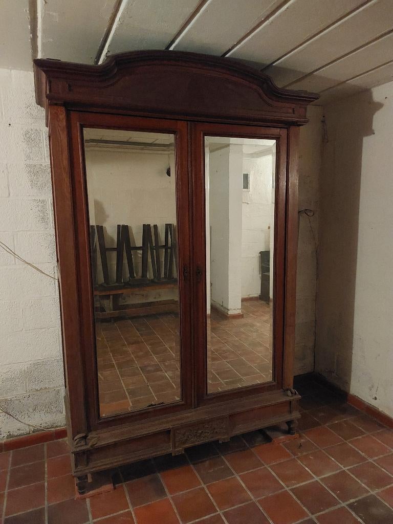 spiegelkast, Antiek, Avec espace de penderie, 100 à 150 cm, Enlèvement