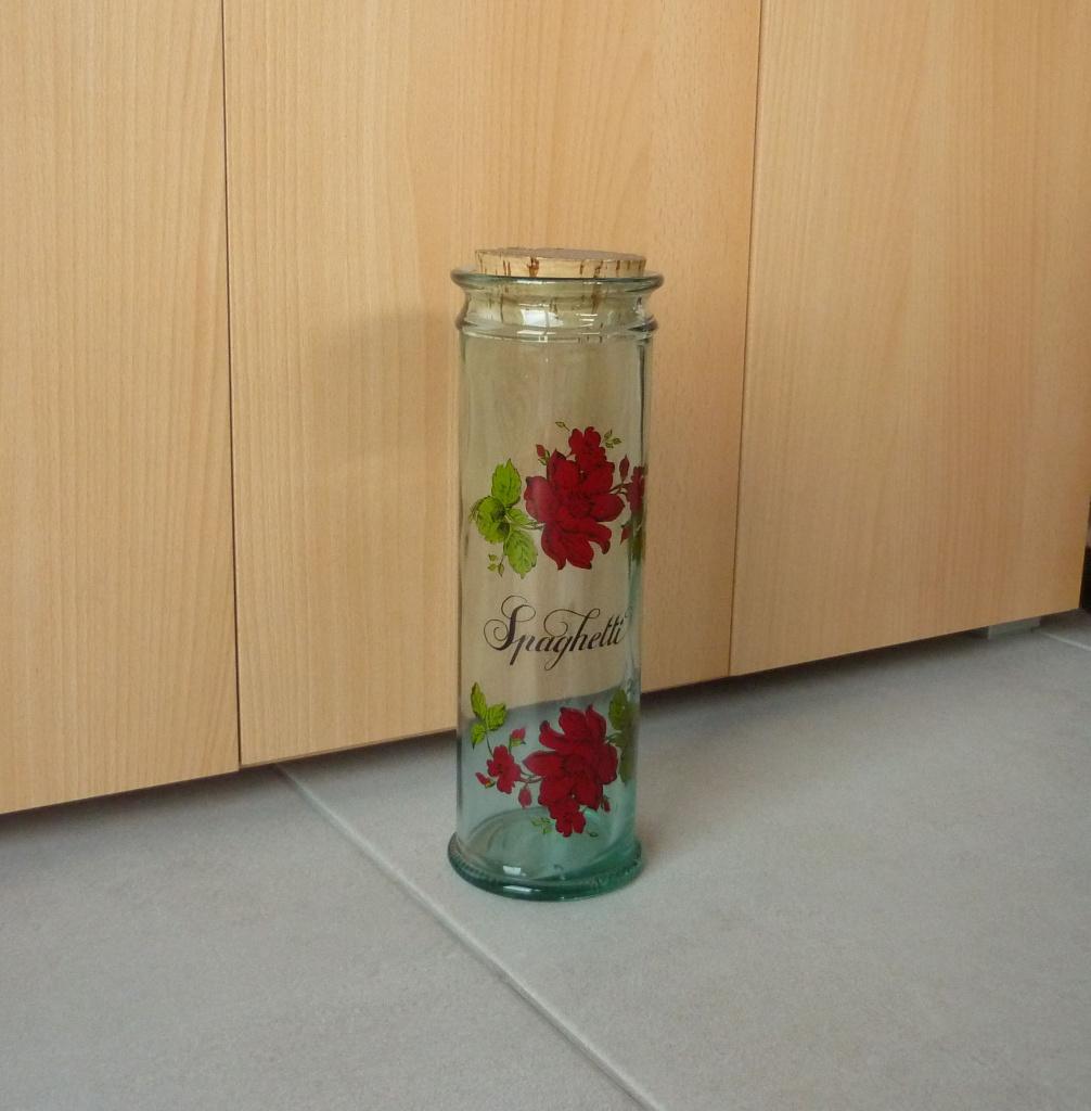 Glazen hoge retro spaghetti opbergpot, Huis en Inrichting, Ophalen of Verzenden