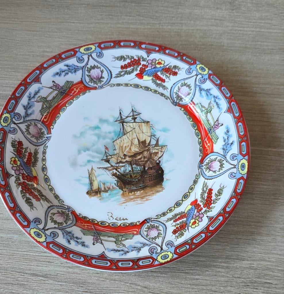 Assiette décoration ancien en porcelaine vintage 22cm, Enlèvement