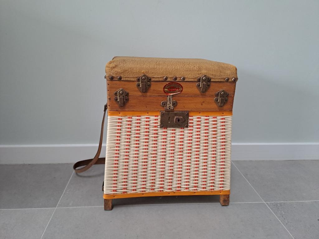 Vintage uitklapbare zitkist met 3 compartimenten, Enlèvement, Utilisé, Moins de 50 cm, Moins de 50 cm