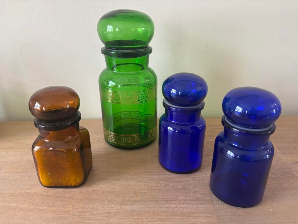 Apothekers pot in glas 1 grote en 3 kleine, Enlèvement ou Envoi