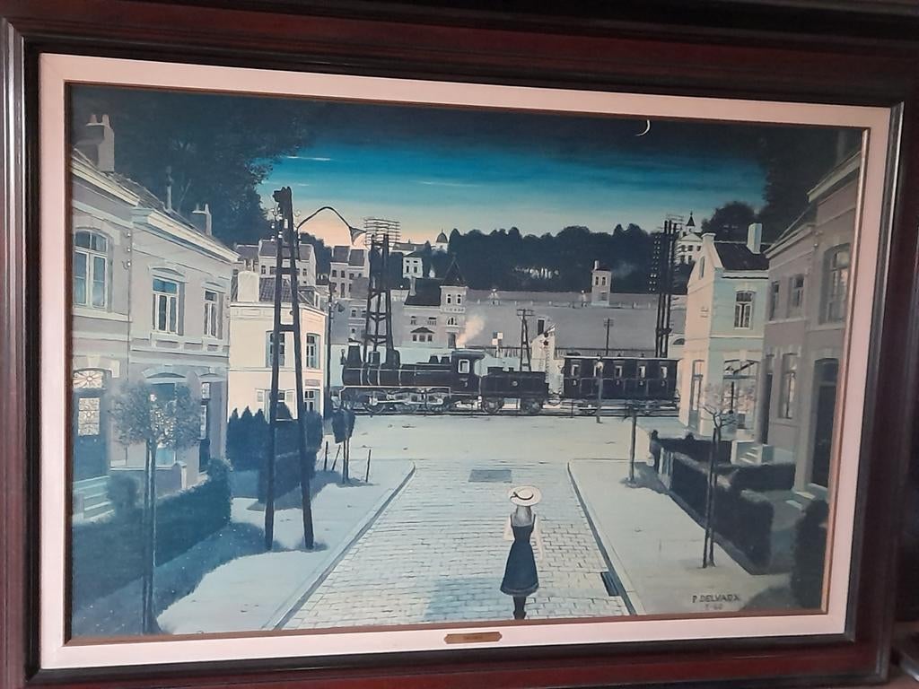 Delvaux print op doek, Antiek en Kunst, Ophalen