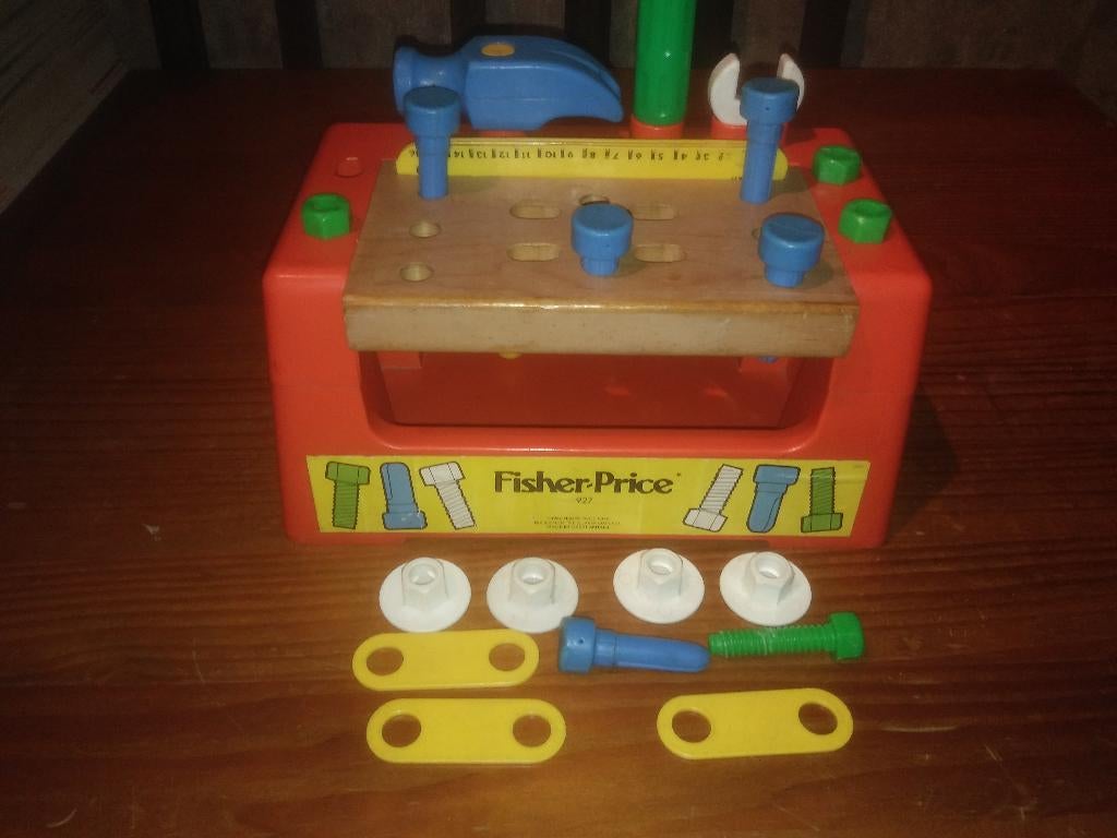 Ficher Price 927 vintage werkbank met toebehoren, Kinderen en Baby's, Speelgoed | Fisher-Price, Gebruikt, Speelset, Verzenden