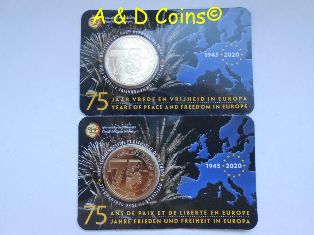 Belgie 2020" 75 jaar vrede Europa " 2,5 euro, Ophalen of Verzenden, Losse munt