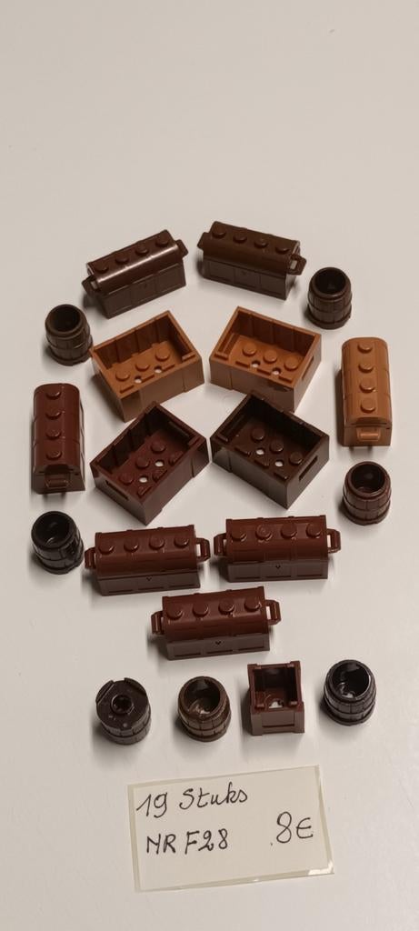 Lego 19 stuks  kistjes en tonnetjes nr F28, Enlèvement ou Envoi, Comme neuf, Lego