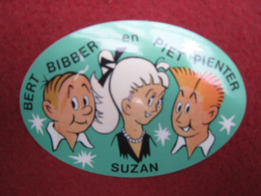 Strip Sticker Bert Bibber en Piet Pienter Suzan, Verzamelen, Verzenden, Zo goed als nieuw, Strip of Tekenfilm