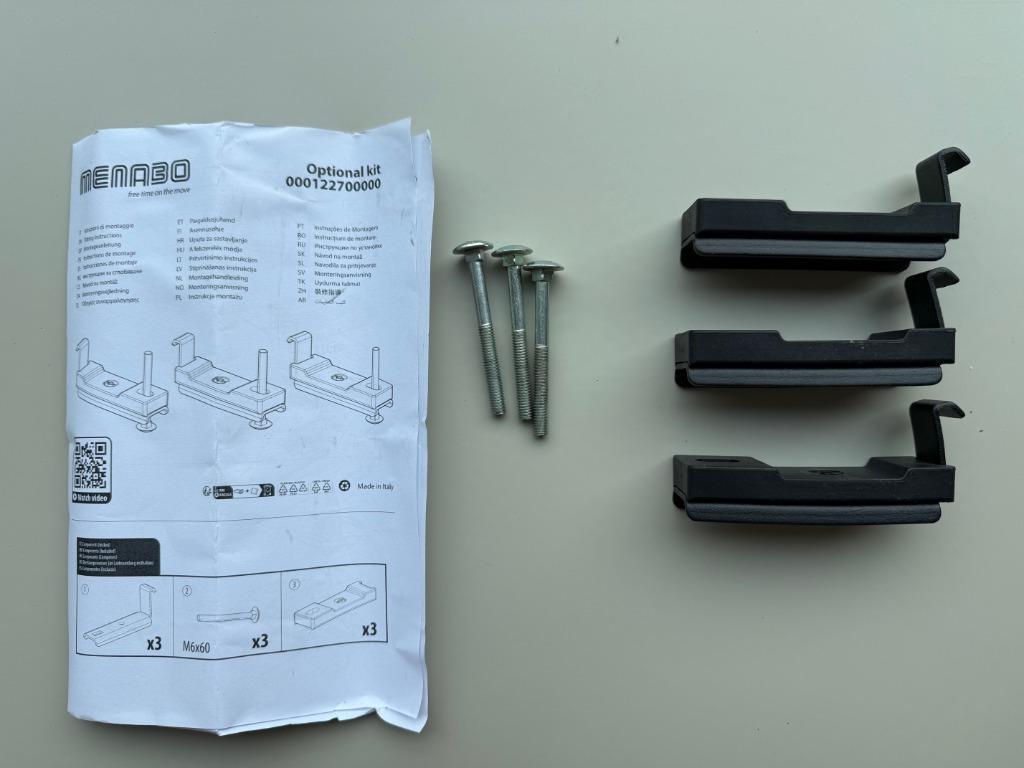 2 sets Menabo Juza/Chrono U-beugel montageset, Enlèvement ou Envoi, 2 vélos, Comme neuf, Accessoire porte-vélos