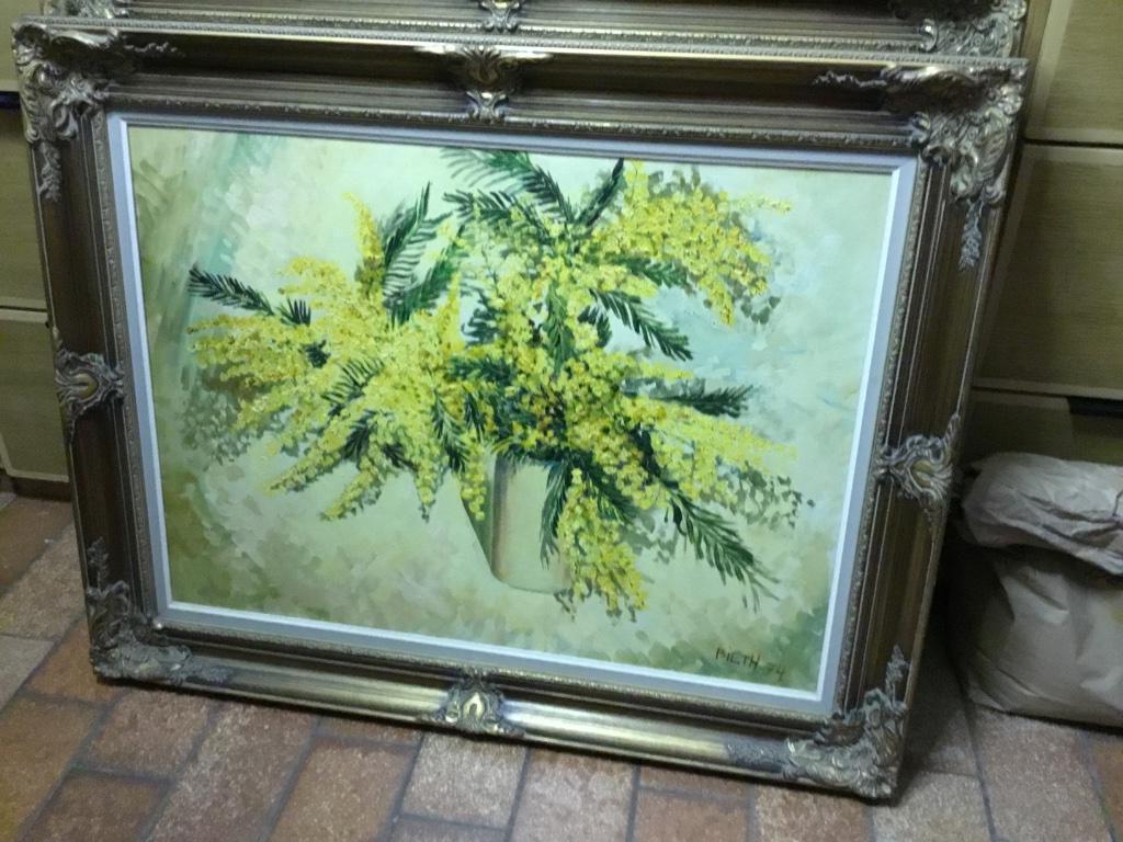 Huile sur lin , bouquet de mimosas  par  Bruno BIETH, Enlèvement