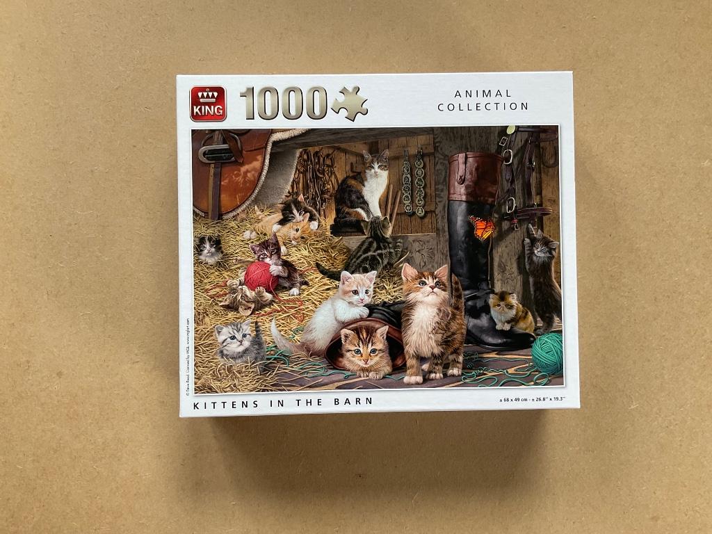 Puzzel kittens in the barn, 1000 stukjes, Enlèvement ou Envoi, 500 à 1500 pièces, Comme neuf, Puzzle