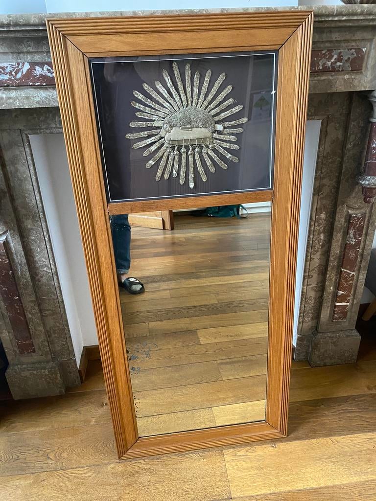Miroir bois avec broderie religieuse, Enlèvement ou Envoi, Comme neuf