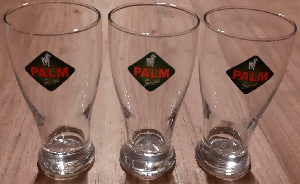 Trio Palm bierglazen, Ophalen of Verzenden, Zo goed als nieuw, Glas of Glazen, Palm