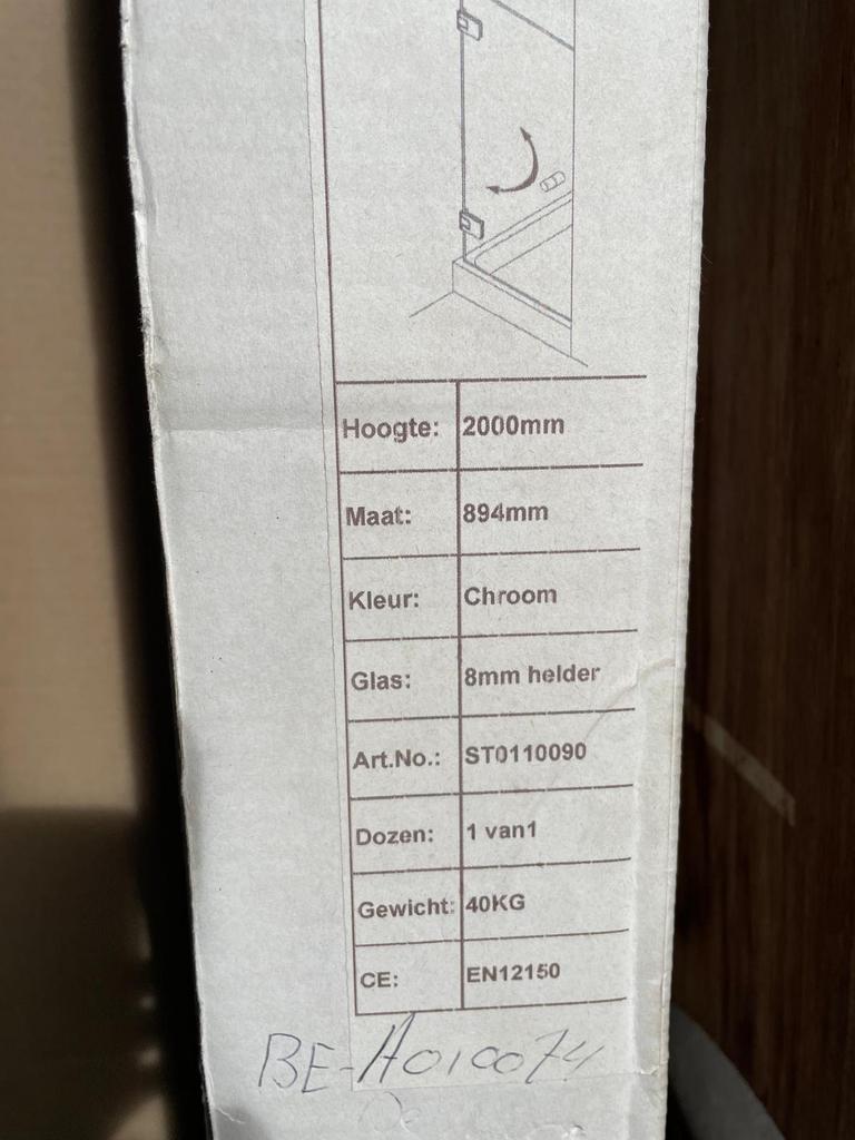 Van Rijn ST01 Nisdeur / douchedeur 90x200 Helder Glas, Doe-het-zelf en Bouw, Ophalen, Nieuw, Glas, Douche