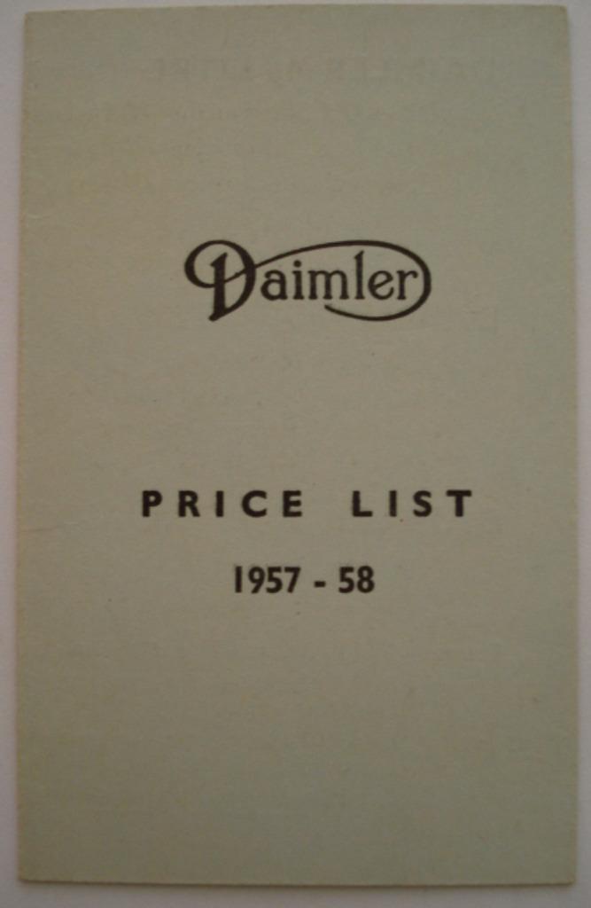 Daimler Price List 1957-58 Brochure Catalogue Prospekt, Envoi, Comme neuf, Autres marques