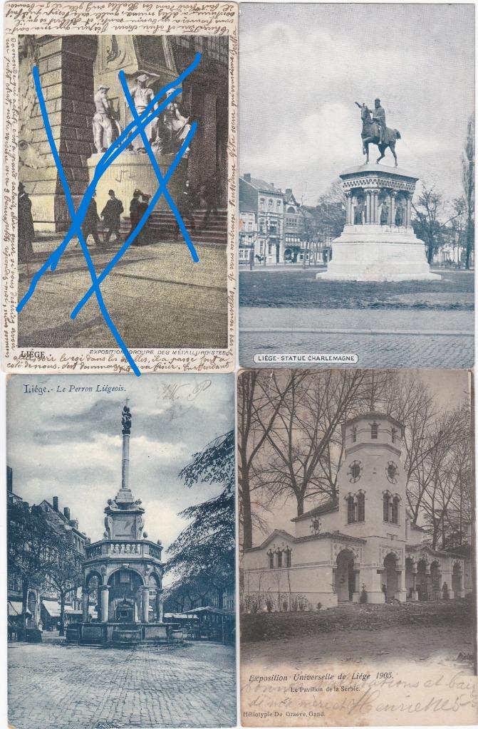 7 oude postkaarten van Luik - lot 5, Verzamelen, Ophalen of Verzenden, Luik